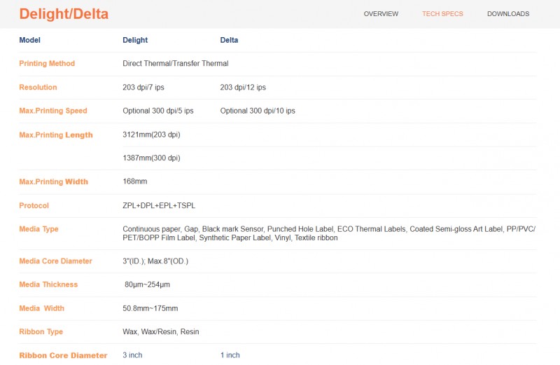 太阳城官网Delight工业热转印打印机参数